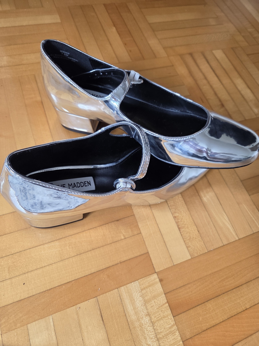 Steve Madden Sessily Metallic Silver Mary Jane